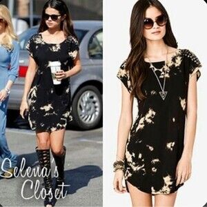 Black and tan tie dye studded criss cross vback dress size small